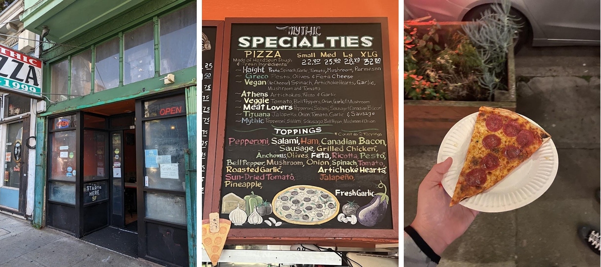 Mythic Pizza Menu